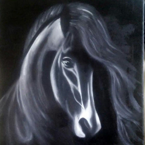 peinture cheval noir